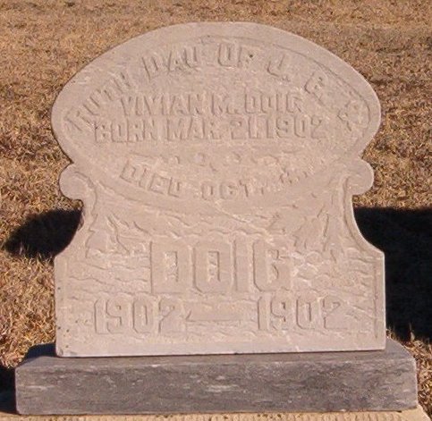 Gravestone for Ruth Doig, Crown Hill Cemetery, Comanche County, Kansas.

Photo by Bobbi (Hackney) Huck.