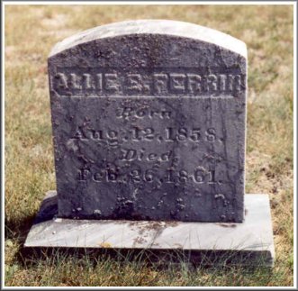 Gravestone for Allie E. Ferrin,  North Jay Cemetery, North Jay, Essex County, New York. Photo by Gerald Desko.