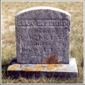 Gravestone for Ella E. Ferrin,  North Jay Cemetery, North Jay, Essex County, New York.  Photo by Gerald Desko.