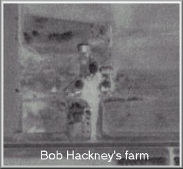 Satellite view of Bob Hackney's farm on Highway 160, 8.5miles east of Coldwater, Comanche County, Kansas. USGS photograph, 15 August 1991.