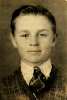 Robert Hackney, 8th grade, 1939-1940.Photograph from the collection of Wendel G. Ferrin. This photo is from a page titled My School Chums in a scrapbook of photos of class mates in Wilmore, Kansas.