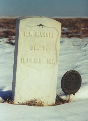 Gravestone of G.W. Manard (or Maynard), Crown Hill Cemetery near Coldwater, Comanche County, Kansas.  Photograph by Bobbi (Hackney) Huck.