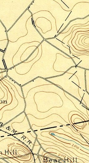 USGS map showing the boundary between Newton & South Hampton, New Hampshire. Edition of 1893, reprinted 1916.