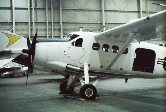 De Havilland Otter, DHC-3,  military (Navy) designation is NU-1B. Main hanger at the National Parachute Test Range, El Centro, California.

Photo by Pat 'Smitty' Smith.