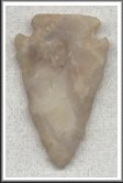 An arrowhead found by Ernest L. Ferrin at 'The Zoo', actual size: 1 & 1/2 inches by 7/8 inches, collection of Jerry Ferrin.