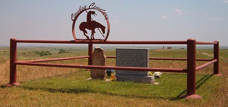 The Cowboy Cemetery near Salt Plains, Woods County, Oklahoma, where two cowboys from the Comanche Pool, Comanche County, Kansas, are buried. They were killed by Indians, almost certainly in the 'incident' known as Dull Knife's Raid.

Photo by Bobbi (Hackney) Huck.