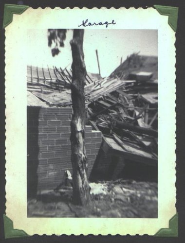 Aftermath of the May 20, 1949, tornado which hit Wilmore, Kansas. Photograph by J.R. & Gloria Cline, from the collection of Rhonda Nickel.