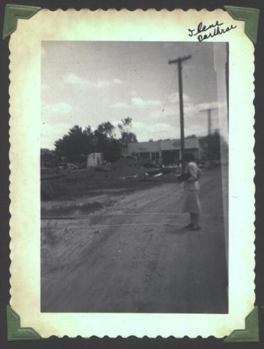 Aftermath of the May 20, 1949, tornado which hit Wilmore, Kansas. Photograph by J.R. & Gloria Cline, from the collection of Rhonda Nickel.