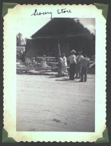 Aftermath of the May 20, 1949, tornado which hit Wilmore, Kansas. Photograph by J.R. & Gloria Cline, from the collection of Rhonda Nickel.