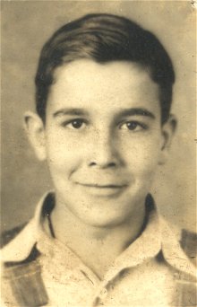 Bobby Woods, 8th grade, 1939-1940. Photograph from the collection of Wendel G. Ferrin. This photo is from a page titled My School Chums in a scrapbook of photos of class mates in Wilmore, Kansas.